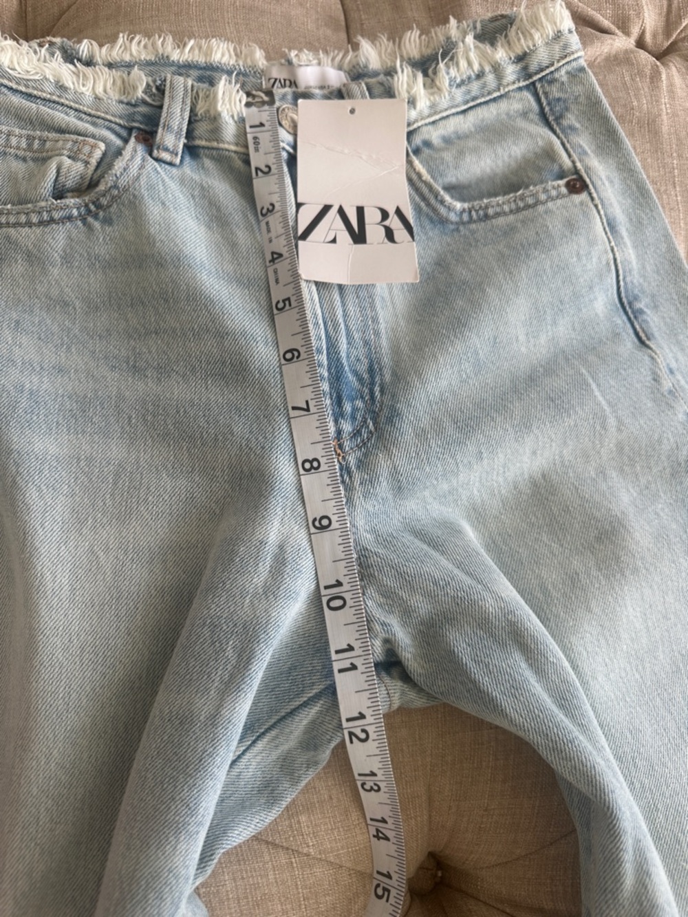 Zara Light Blue High-Rise Wide-Leg Frayed Jeans - Picture 5 of 8